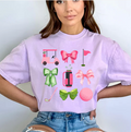 Pastel Golf and Bows Graphic Tee for Women