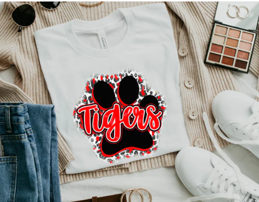 Tigers Team Spirit Paw Print Tee